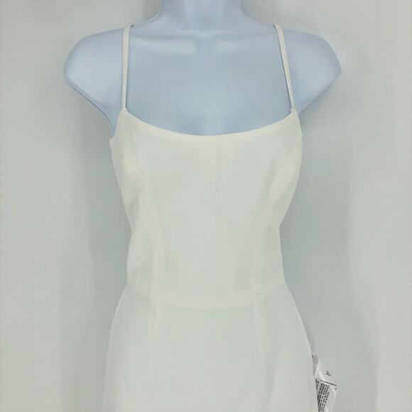 DRESS THE POPULATION Rory Midi Sheath Dress XS Off White Fringe Hem NWT - Picture 6 of 15